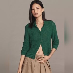 Maeve Quarter-Sleeve Cotton Blend Cardigan Sweater - Size XXS - RUNS SMALL!